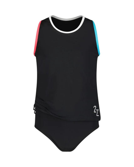Flamingo 2ZBM Black Multi 2 Piece Girl's Bathing Suit with Shorts myselflingerie.com