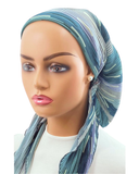 Ahead Teal Shaded Pleated Pre-Tied Bandanna