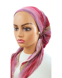 Ahead Pink Cherry Shaded Pleated Pre-Tied Bandanna