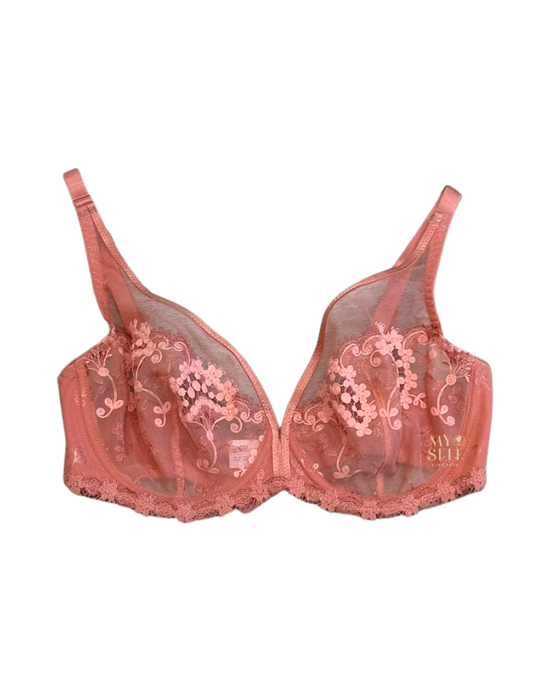  Simone Perele 12B319 Rose Wish Sheer Plunge Underwire Bra myselflingerie.com