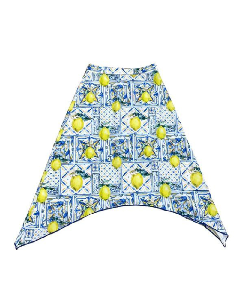 Undercover Waterwear S22-TFS-BL Junior's Lemon Print Flairy Swim Skirt myselflingerie.com