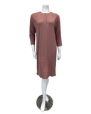 Angelice S6177 Rosewood Ribbed Gold Snaps Modal Nightshirt myselflingerie.com