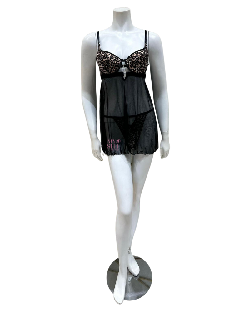 Oh La La Cheri 72-11804 Leopard Print Underwire Molded Cup Chemise myselflingerie.com