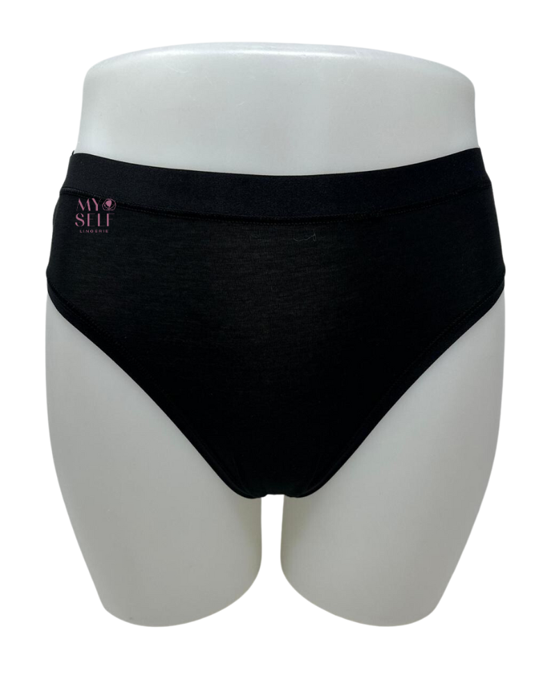 Wacoal 879362 Black Understated Hi Cut Cotton Brief myselflingerie.com
