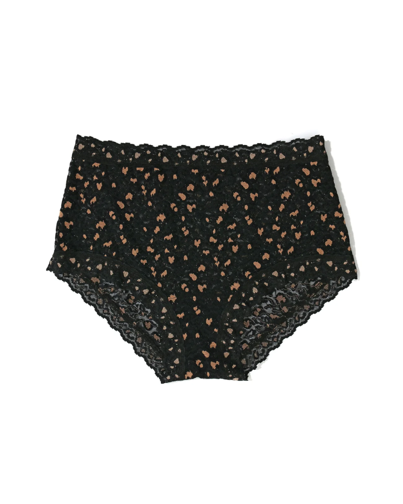 Hanky Panky 7J1292 Black/Praline Crossdye Leopard High Rise Boyshort myselflingerie.com