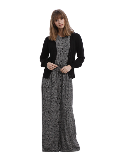 Rojo London Nova Printed Button Down Waisted Nightgown & Cardigan Set myselflingerie.com