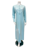 Mari M. 30488 Lace Insert Blue Button Down Modal Nightgown myselflingerie.com