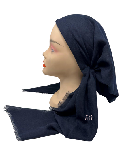 Atifa AT17TWNY Navy Tweed Pre-Tied Bandanna with Velvet Grip myselflingerie.com