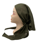 Atifa Army Green Soft Cotton Pre-Tied Bandanna with Velvet Grip