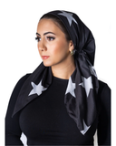 Tie Ur Knot Black with White Stars Adjustable Pre-Tied Bandanna with Full Non Slip Grip myselflingerie.com