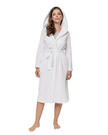 Oh! Zuza R03 White Ribbed Knee Length Cotton Terry Wrap Robe myselflingerie.com