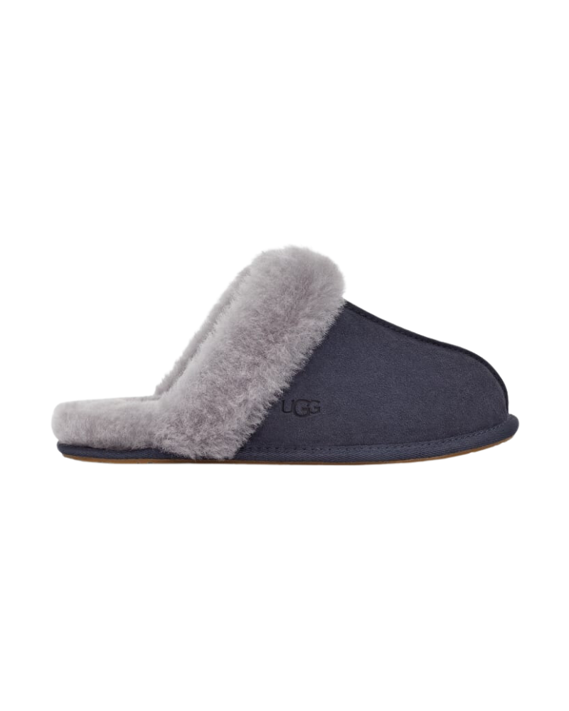 UGG 1106872 Scuffette II Eve Blue / Lighthouse Suede Slipper with Fur Trim myselflingerie.com