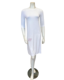 BASICbar BBWLSC White Long Sleeves Slip Dress / Classic Length myselflingerie.com