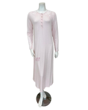 Verdiani Angel Pink Embroidered Lace Button Down Modal Nightgown