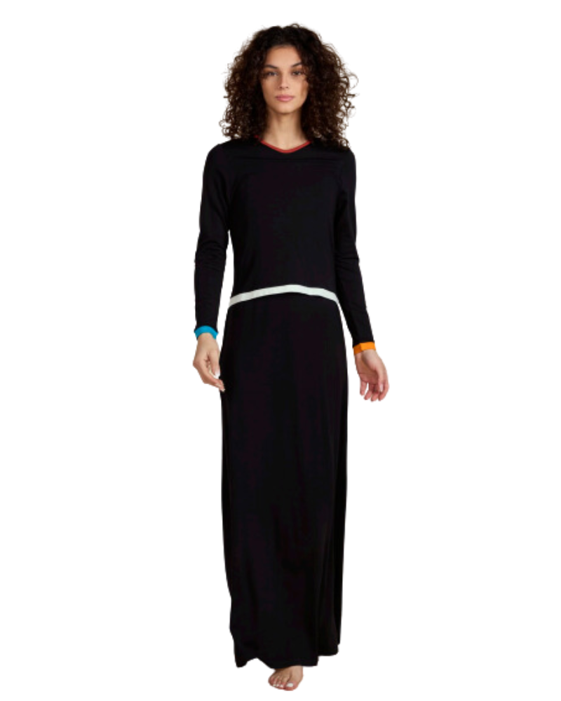 Ellwi 801 Color Pop Black Cotton Nursing Nightgown myselflingerie.com
