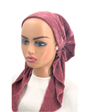 Ahead Mauve Knitted Chenille Pre-Tied Bandanna