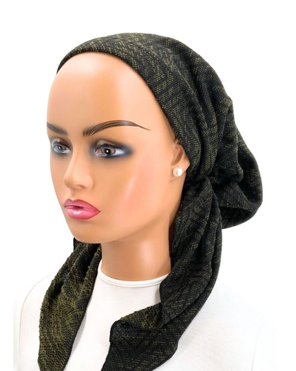 Ahead P2256-24 Olive Green Cozy Knit Pre-Tied Bandanna myselflingerie.com