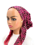 Ahead Black/Pink Vibrant Houndstooth Pre-Tied Bandanna