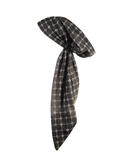 Revaz HS510A Black Square Flowers Adjustable Pre-Tied Bandanna with Velvet Grip myselflingerie.com