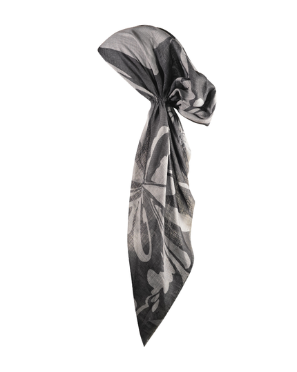 Revaz HS519A/E Black & Grey Big Flowers Adjustable Pre-Tied Bandanna with Velvet Grip myselflingerie.com