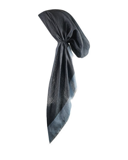 Revaz HS505H/CY Navy/Chambray Border Adjustable Pre-Tied Bandanna with Velvet Grip myselflingerie.com