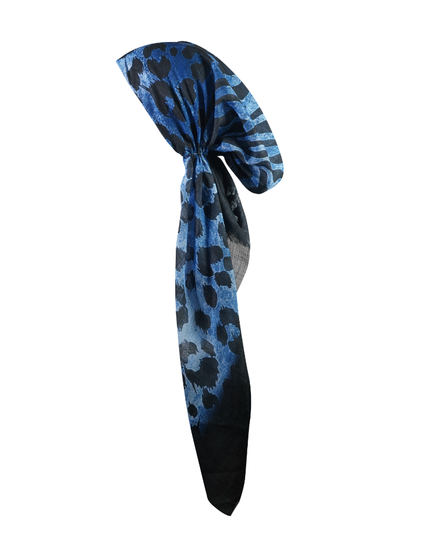 Revaz HS520H Navy Large Leopard Adjustable Pre-Tied Bandanna with Velvet Grip myselflingerie.com