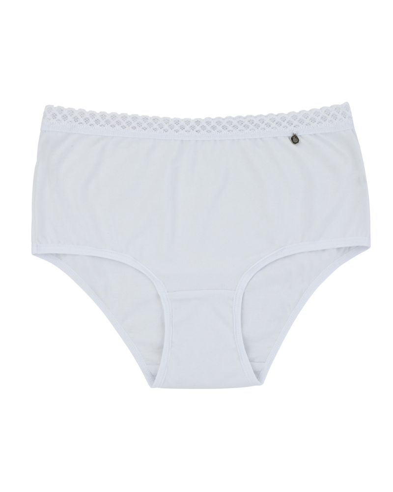 Buttermint BU501WT White Lace Trimmed Cotton Hipsters 3 Pack myselflingerie.com