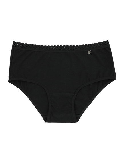 Buttermint BU501BK Black Lace Trimmed Cotton Hipsters 3 Pack myselflingerie.com