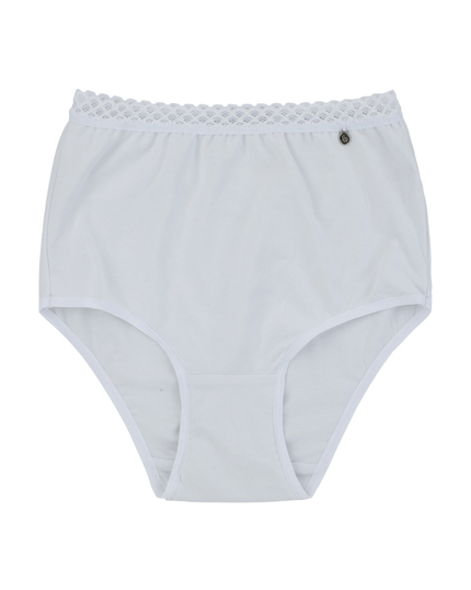 Buttermint BU401WT White Lace Trimmed Cotton Briefs 3 Pack myselflingerie.com