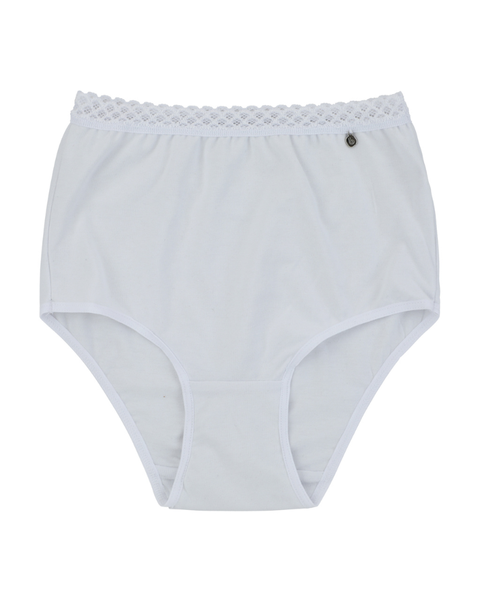 Buttermint BU401WT White Lace Trimmed Cotton Briefs 3 Pack myselflingerie.com