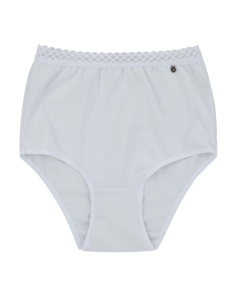 Buttermint BU401WT White Lace Trimmed Cotton Briefs 3 Pack myselflingerie.com