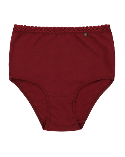 Buttermint BU401WN Wine Lace Trimmed Cotton Briefs 3 Pack myselflingerie.com