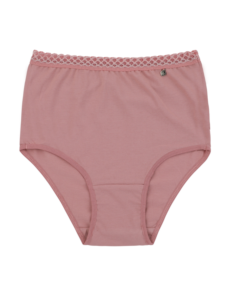 Buttermint BU401DP Dusty Pink Lace Trimmed Cotton Briefs 3 Pack myselflingerie.com