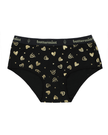 Buttermint HIP-HRT-BK Gold Hearts Black Cotton Teen Hipsters 3 Pack myselflingerie.com