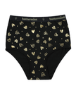 Buttermint BR-HRT-BK Gold Hearts Black Cotton Teen Briefs 3 Pack myselflingerie.com