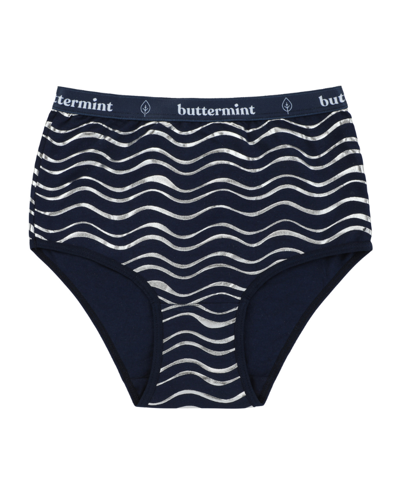 Buttermint BR-WVE-DN Silver Waves Denim Cotton Teen Briefs 3 Pack myselflingerie.com