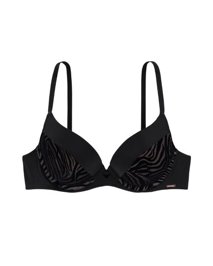 Dorina FXPG0010 Black Velvet Zebra Stripes Sonder Push Up Underwire Bra myselflingerie.com