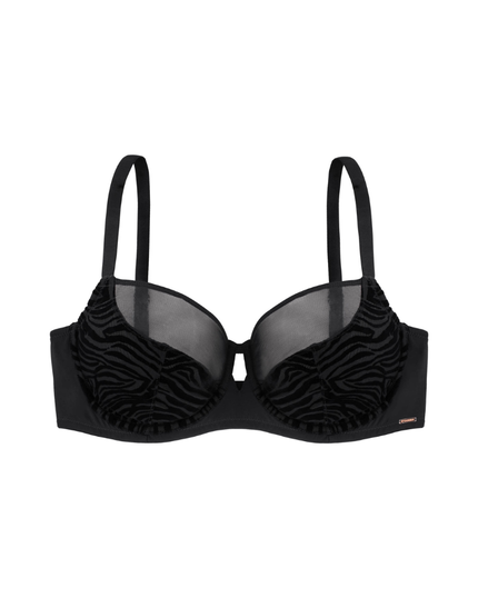 Dorina FXWB0014 Black Velvet Zebra Stripes Sonder Underwire Bra myselflingerie.com