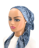 P2175-24 Denim Blue Pebble Velour Pre-Tied Bandanna