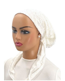 P2174-24 White Sheer Striped Velour Pre-Tied Bandanna