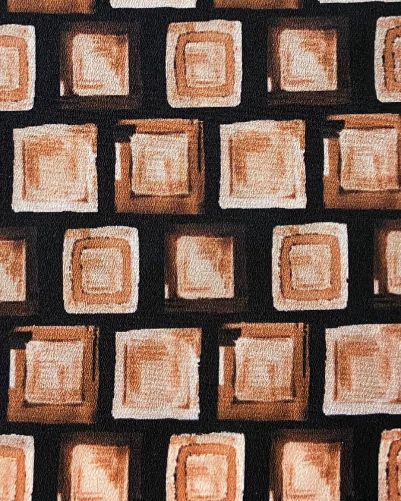 Ahead IT2246-24 Brown Painted Cubes Pre-Tied Bandanna myselflingerie.com