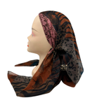 SP266RU Rust Animal Print Design Pre-Tied Open Back Bandanna