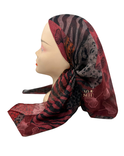 Cherie SP266RD Red Animal Print Design Pre-Tied Open Back Bandanna myselflingerie.com