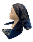 Cherie Blue Animal Print Design Pre-Tied Open Back Bandanna