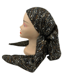 Cherie Brown Metallic Dot Design Pre-Tied Open Back Bandanna