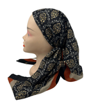 Cherie Black Metallic Emblem Pre-Tied Open Back Bandanna