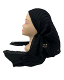 SP244BK Black Smocking Pre-Tied Open Back Bandanna