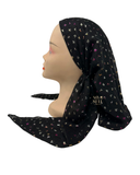 SP260BKM Black/Multi Metallic Floral Pre-Tied Open Back Bandanna