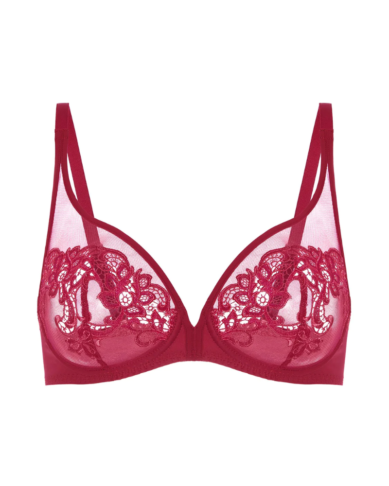 Simone Perele 15C319 Lipstick Saga Sheer Plunge Underwire Bra myselflingerie.com