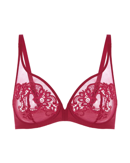 Simone Perele 15C319 Lipstick Saga Sheer Plunge Underwire Bra myselflingerie.com